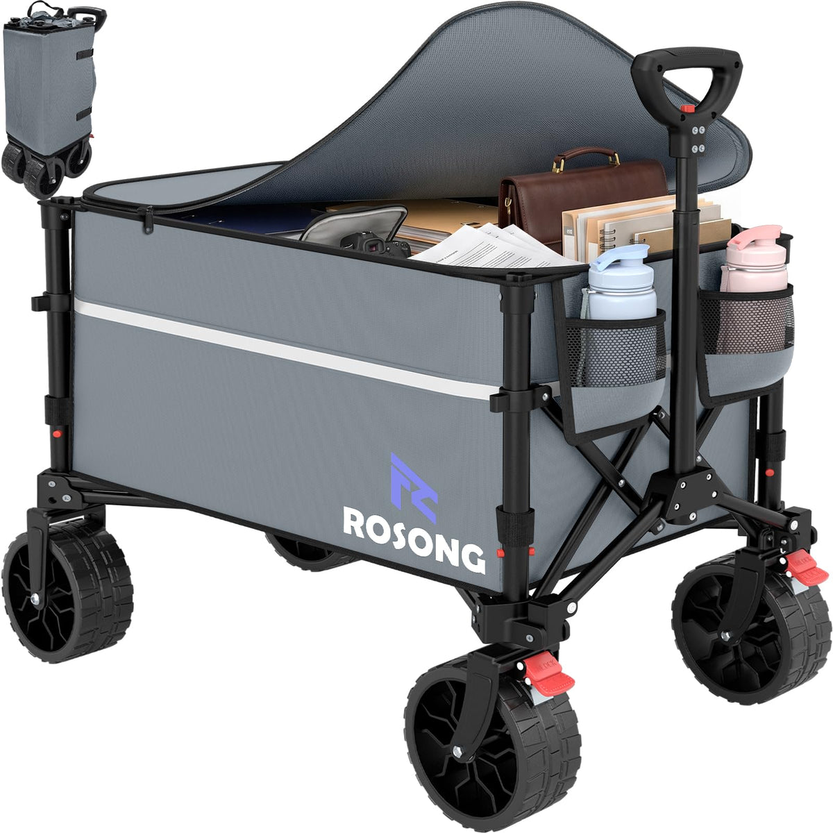ROSONG Collapsible Wagon Cart with Wheels Foldable - Folding Utility Heavy Duty Wagons Carts for Grocery Sports Garden Shopping Camping Wheelbarrows (Pink, 120L) Father Jim Norris notebooks