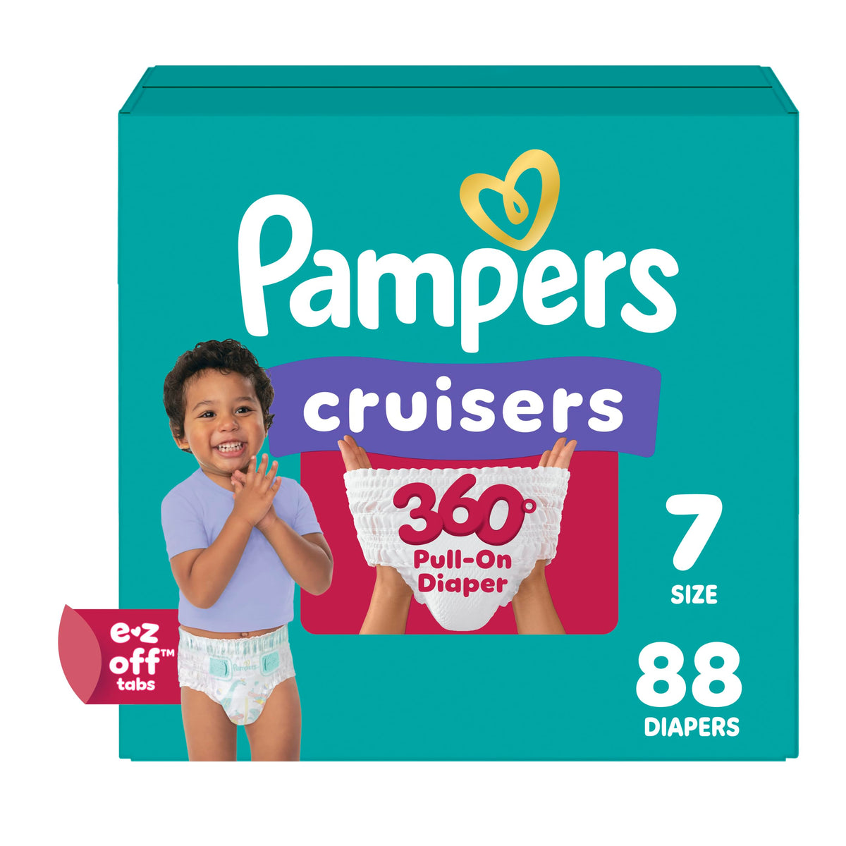 Pampers Diapers - Cruisers 360 - Size 6, 104 Count, up to 100% Leakproof Pull-On Diaper for Active Babies