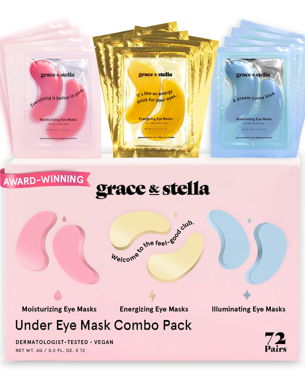 grace & stella Award Winning Eye Patches for Women (24 Pairs, Gold)