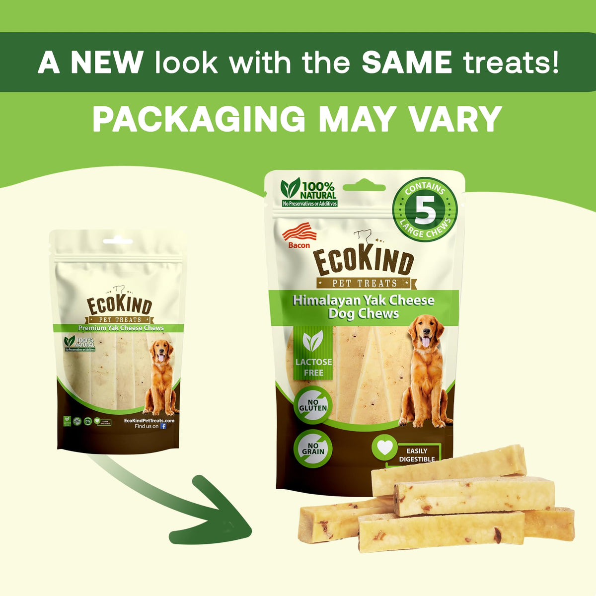 EcoKind Yak Cheese Himalayan Dog Chews, Yak Chews for Large Dogs, 4-5 Bones