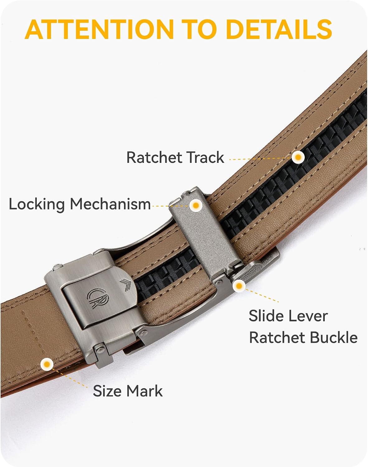 CHAOREN Men's Leather Ratchet Belt - Customizable Fit (35mm)