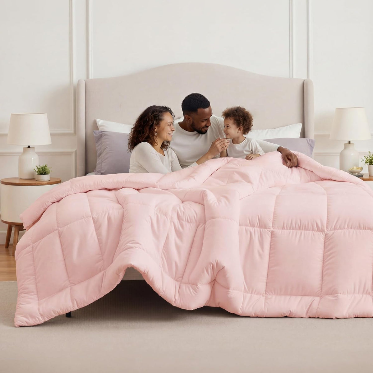 Bedsure Comforter Duvet Insert - Quilted Comforters King Size, All Season Duvet, GentleSoft Down Alternative Bedding, with 8 Tabs, Gifts for Women/Men, Light Spa Blue, King 90 x 102 Inches