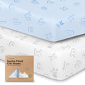 KeaBabies 2pk Organic Cotton Crib Sheets for Boys Girls 52x28, ABC Land Sky