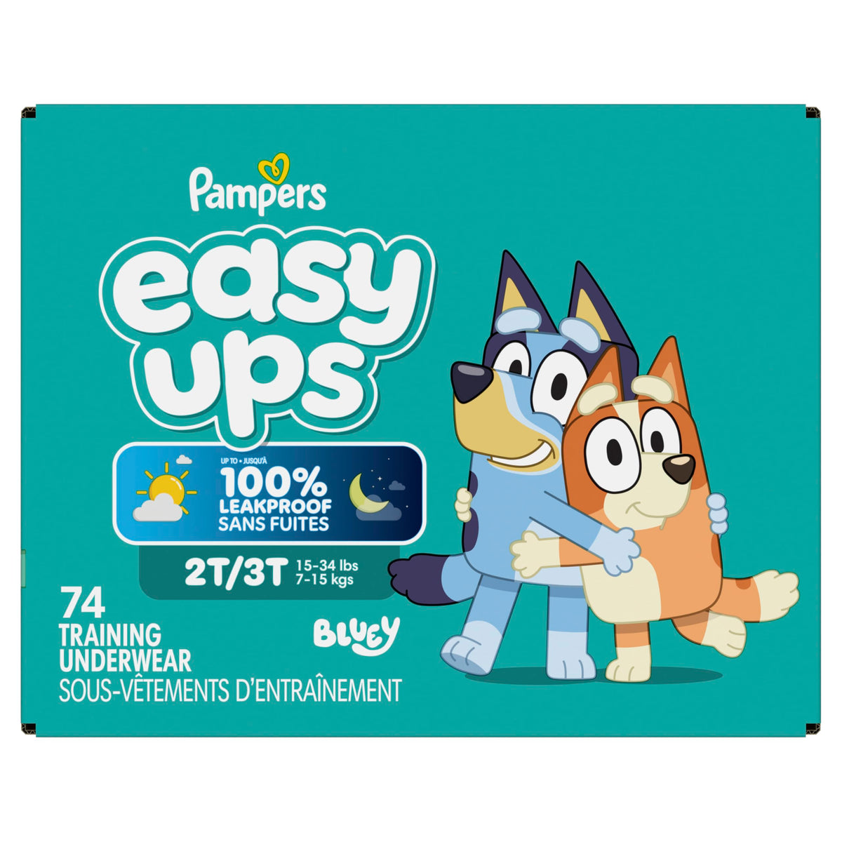 Easy Ups Girls & Boys Potty Training Pants, Size 5 (3T-4T), 124 Count, Bluey Absorbent Pull Up Training Underwear, Up to 100% Leakproof Day and Night, Hypoallergenic