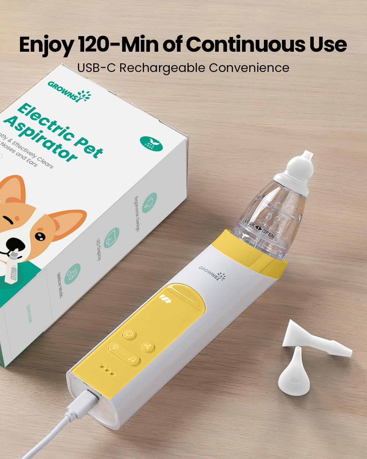 GROWNSY Baby Nasal Aspirator, Electric Nose Sucker, Powerful Suction,Grey