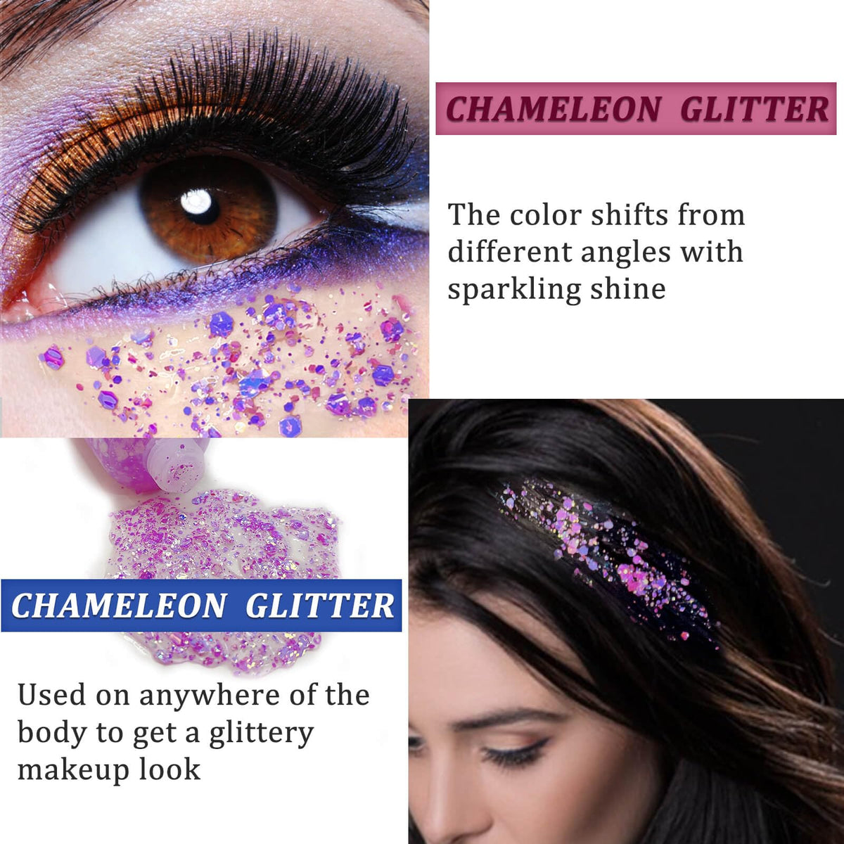 Clear White Face Body Glitter Gel, Halloween Mermaid Fairy Hair Glitter Makeup for Kids