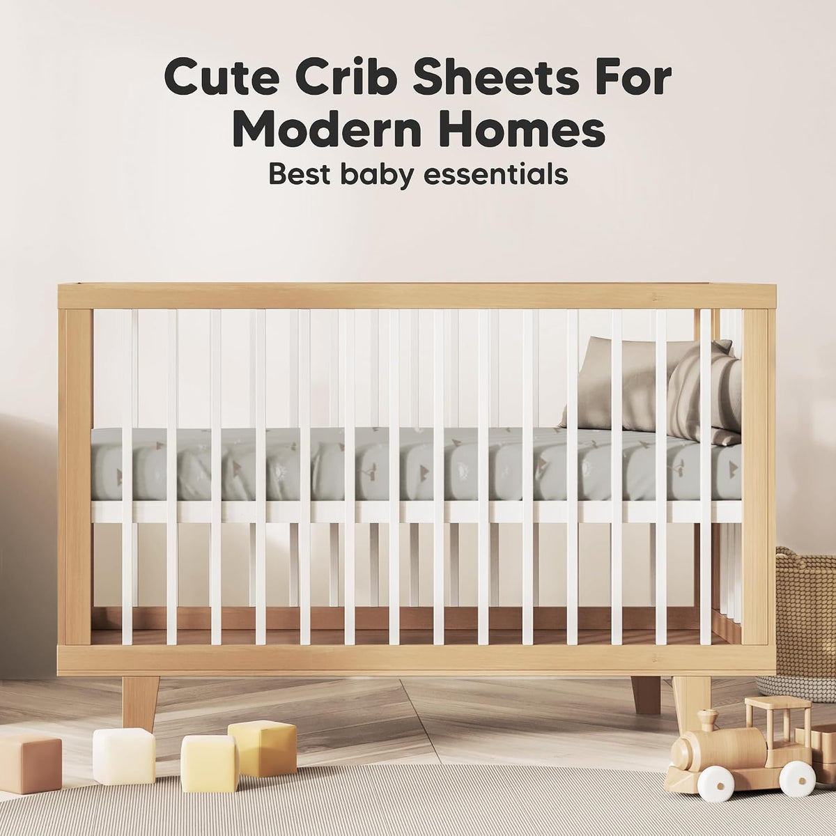 KeaBabies 2pk Organic Cotton Crib Sheets for Boys Girls 52x28, ABC Land Sky