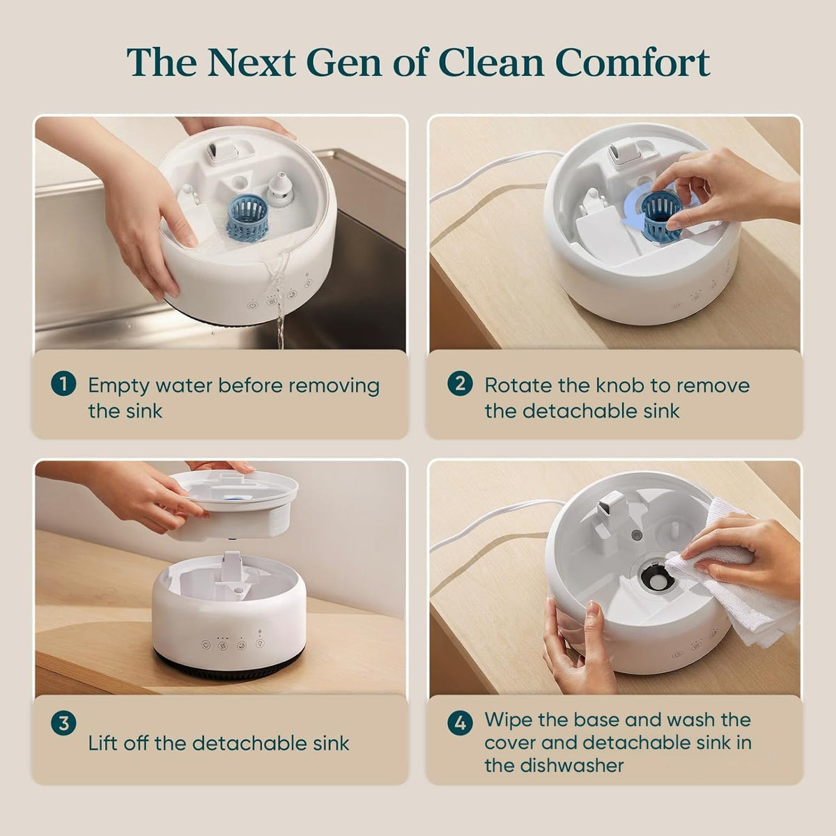 Levoit Humidifiers for Bedroom, Dishwasher Safe, Blue Light-Safe, 3.2L