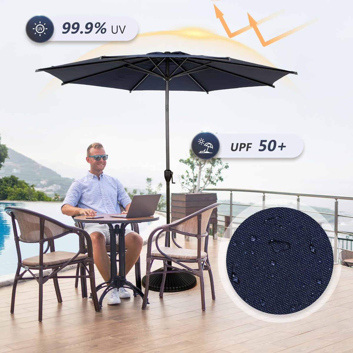 Abba Patio 7.5FT Lyon Outdoor Patio Umbrella Outdoor Table Umbrella with Push Button Tilt and Crank Market Umbrella 6 Sturdy Ribs UV Protection Waterproof for Garden Deck Backyard Pool Grey Father Jim Norris notebooks
