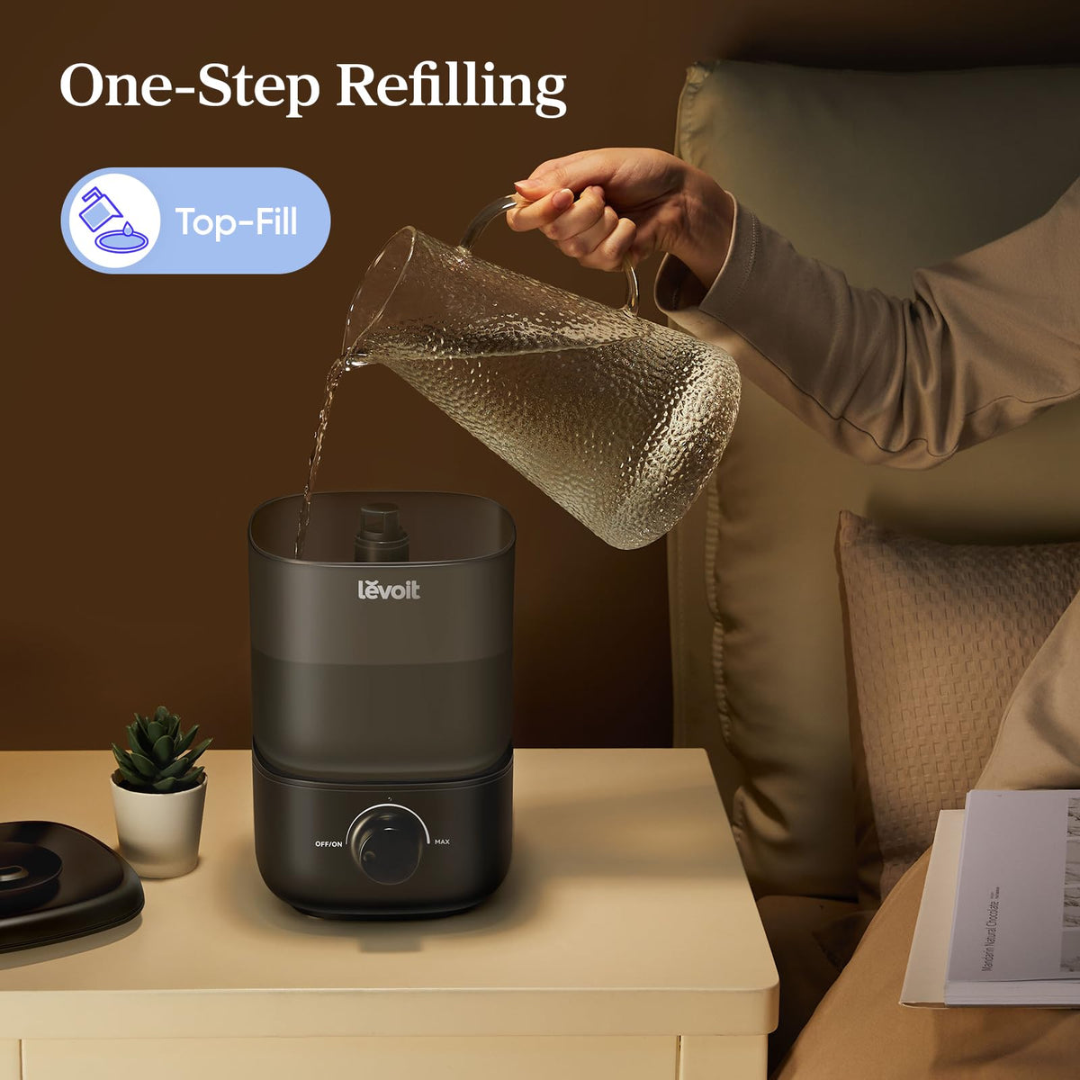 Levoit Humidifiers for Bedroom, Dishwasher Safe, Blue Light-Safe, 3.2L