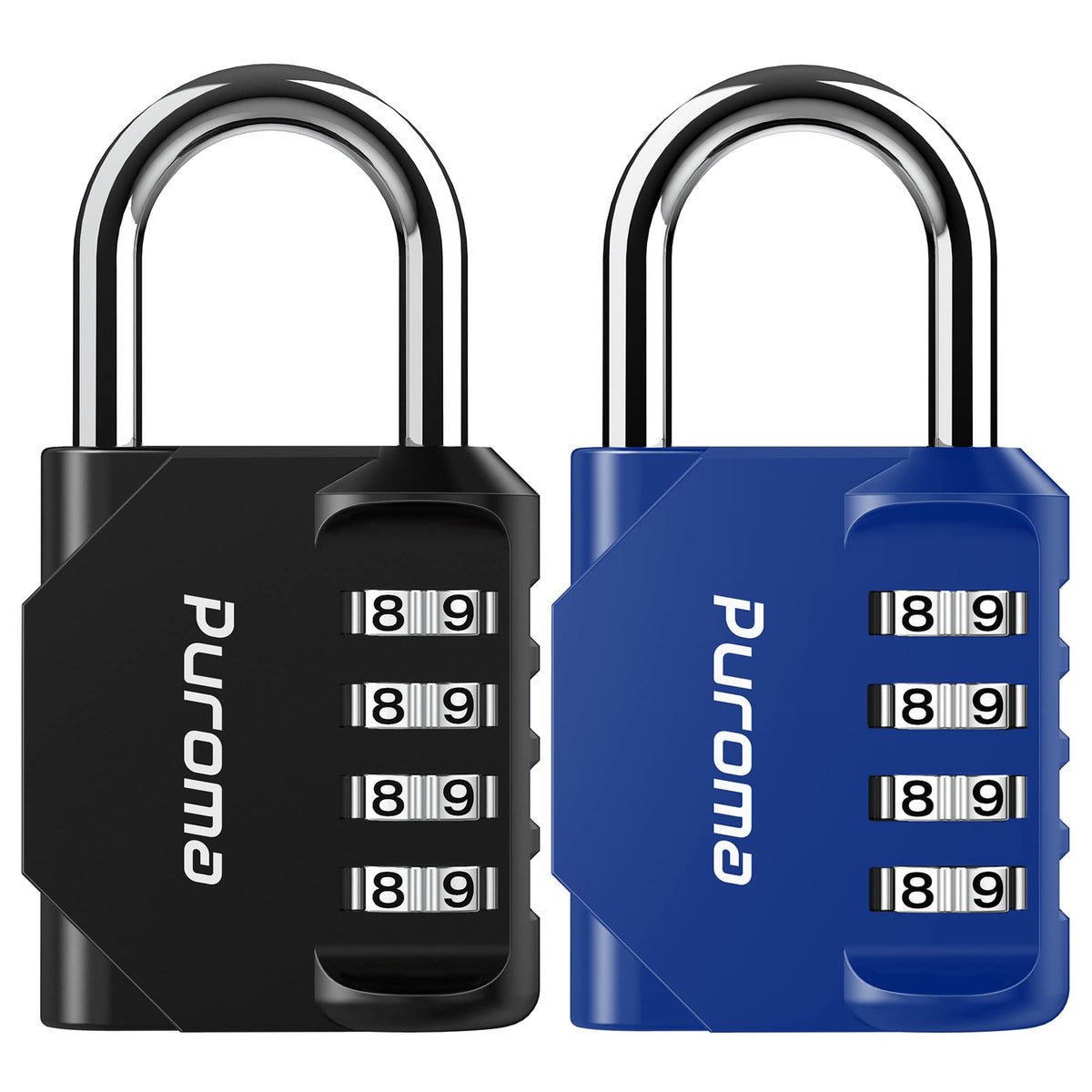 Puroma 2 Pack Combination Lock Locker 4 Digits Combo Padlock Gym Black