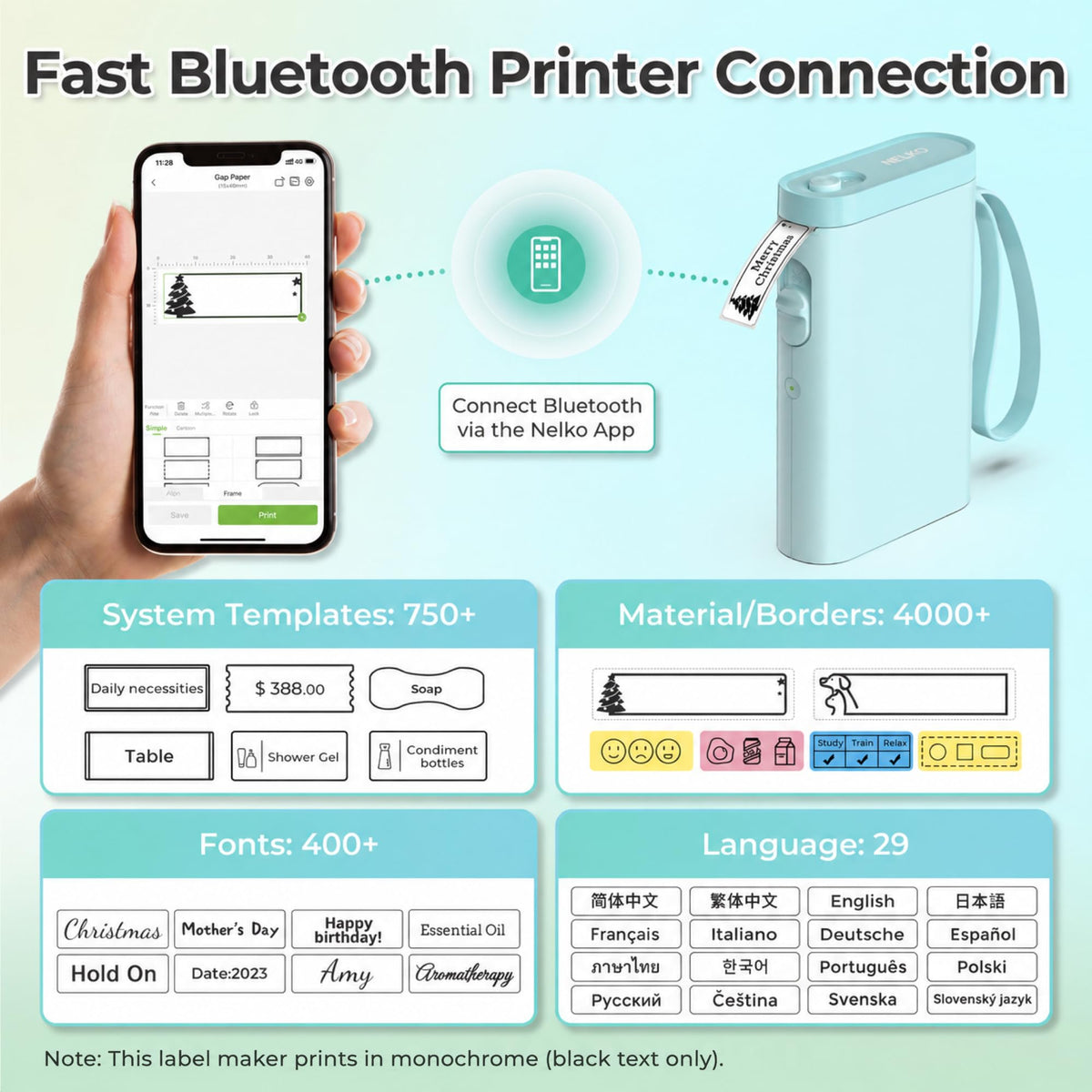 Nelko P21 Label Maker Machine with Tape, Bluetooth Label Printer, White Father Jim Norris notebooks