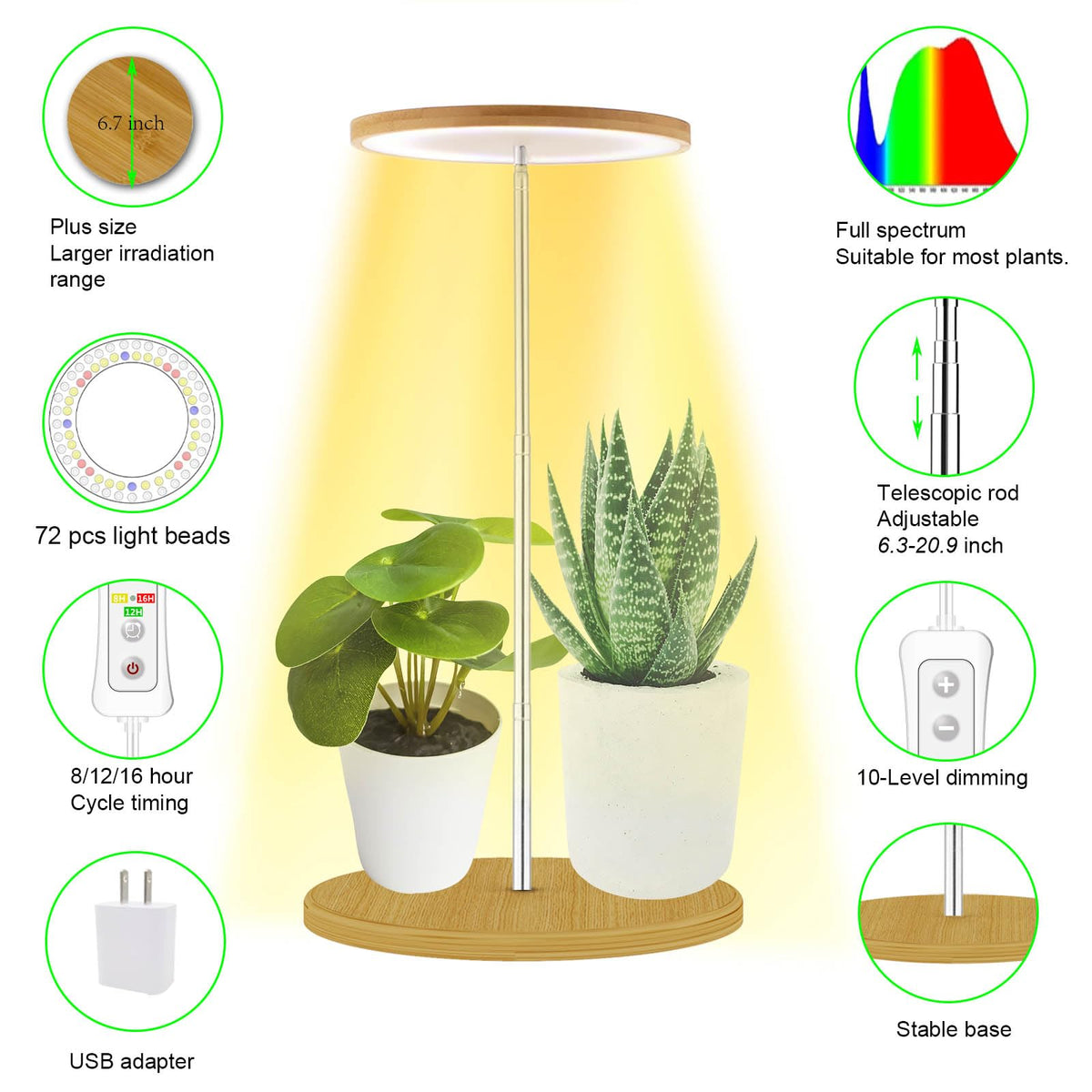 Yadoker 144 LEDs Full Spectrum Plant Grow Light for Indoor Plants,Height Adjustable, 6.3" Aluminum Housing,Automatic Timer with 8/12/16 Hours,10-Level Brightness,Black Plant Light with Base,2 Pack Father Jim Norris notebooks