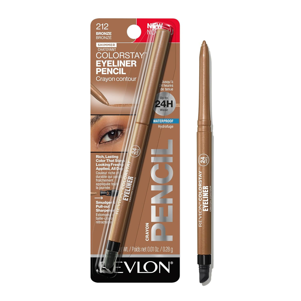REVLON ColorStay Pencil Waterproof Eyeliner, 204 Charcoal, 0.01 oz