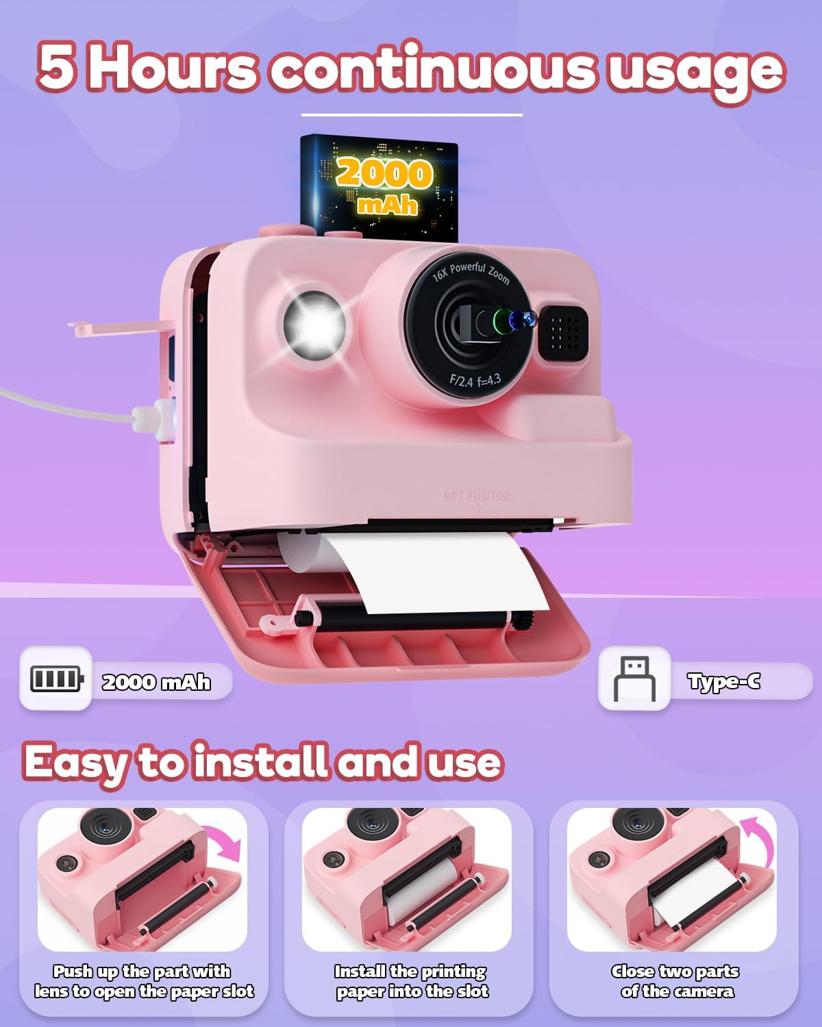 Dylanto Kids Camera Instant Print,1080P Kids Instant Cameras that Print Photos,Christmas Birthday Gifts for Girls Age 3-12,Portable Toy for 3 4 5 6 7 8 9 10 Year Old Girls Boys Pink Father Jim Norris notebooks