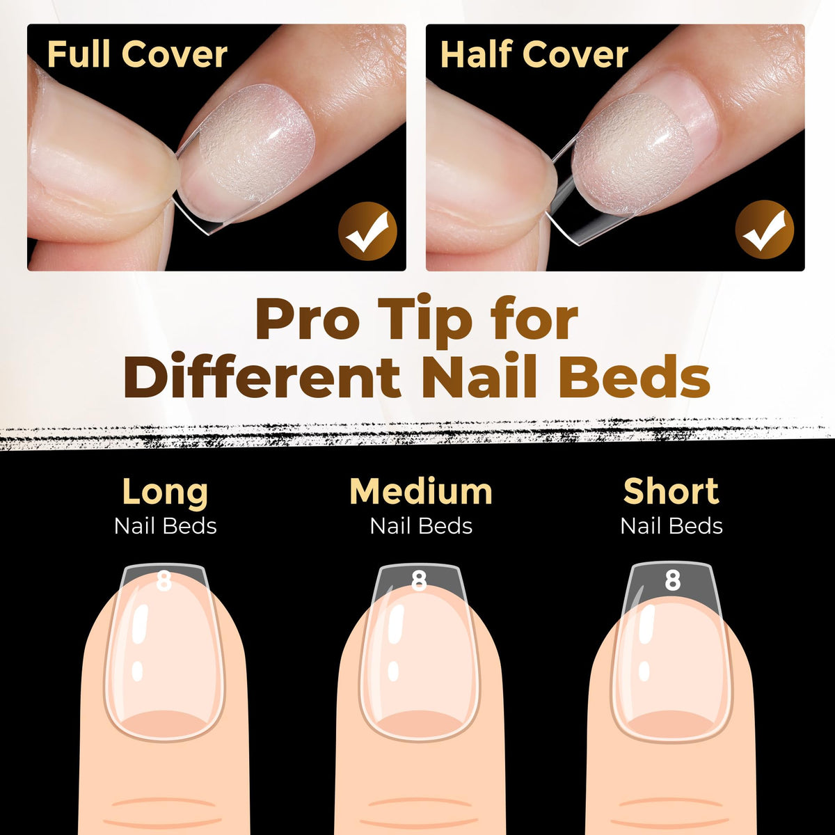 UNA GELLA Short Almond Nail Tips 504PCS Short Fake Nails Soft Press Ons