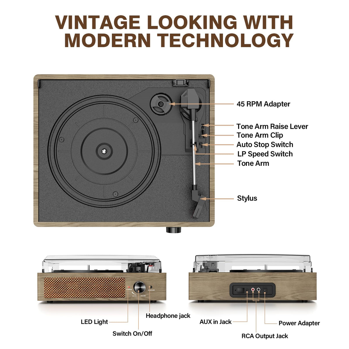 Vinyl Record Player Turntable with Built-in Bluetooth Receiver & 2 Stereo Speakers, 3 Speed 3 Size Portable Retro Record Player for Entertainment and Home Decoration Father Jim Norris notebooks