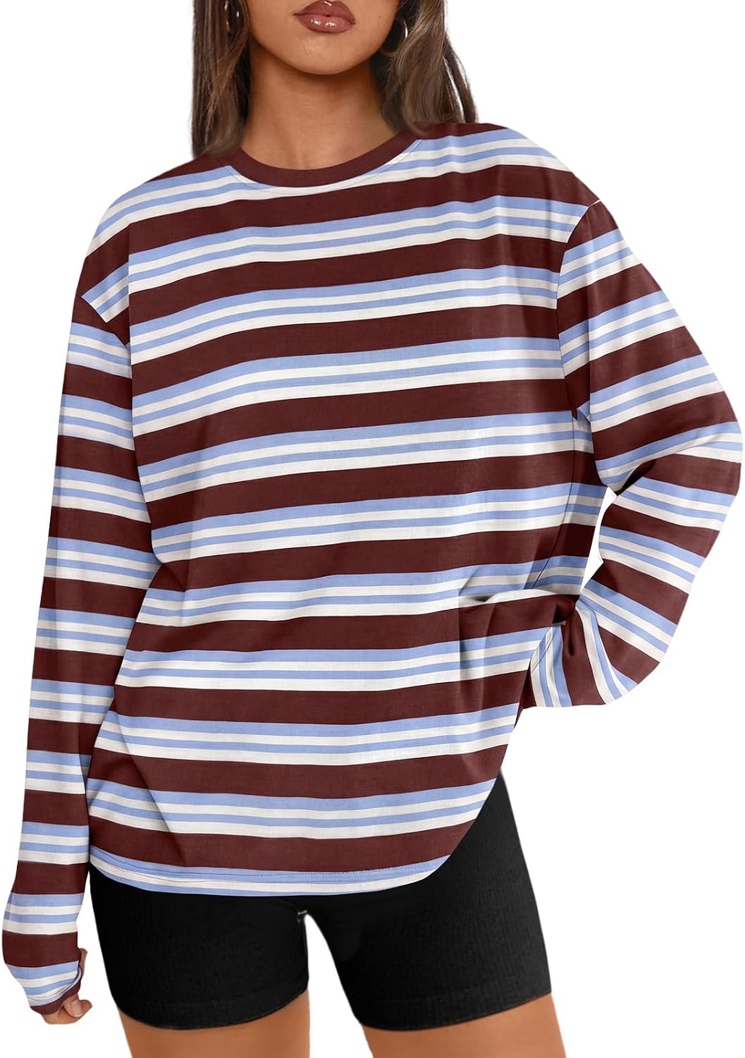 Trendy Queen Womens Oversized Long Sleeve Shirts Fall Tops 2026 Basic Tee
