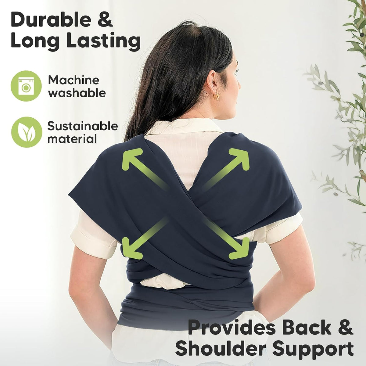 KeaBabies Baby Wrap Carrier, All in 1 Original Baby Carrier, Trendy Black