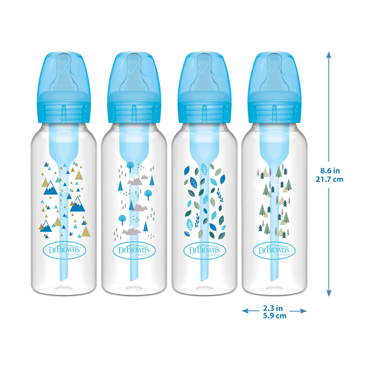 Dr. Brown's Anti-Colic Options+ Narrow Baby Bottle, Clear, 8 oz, 4-Pack
