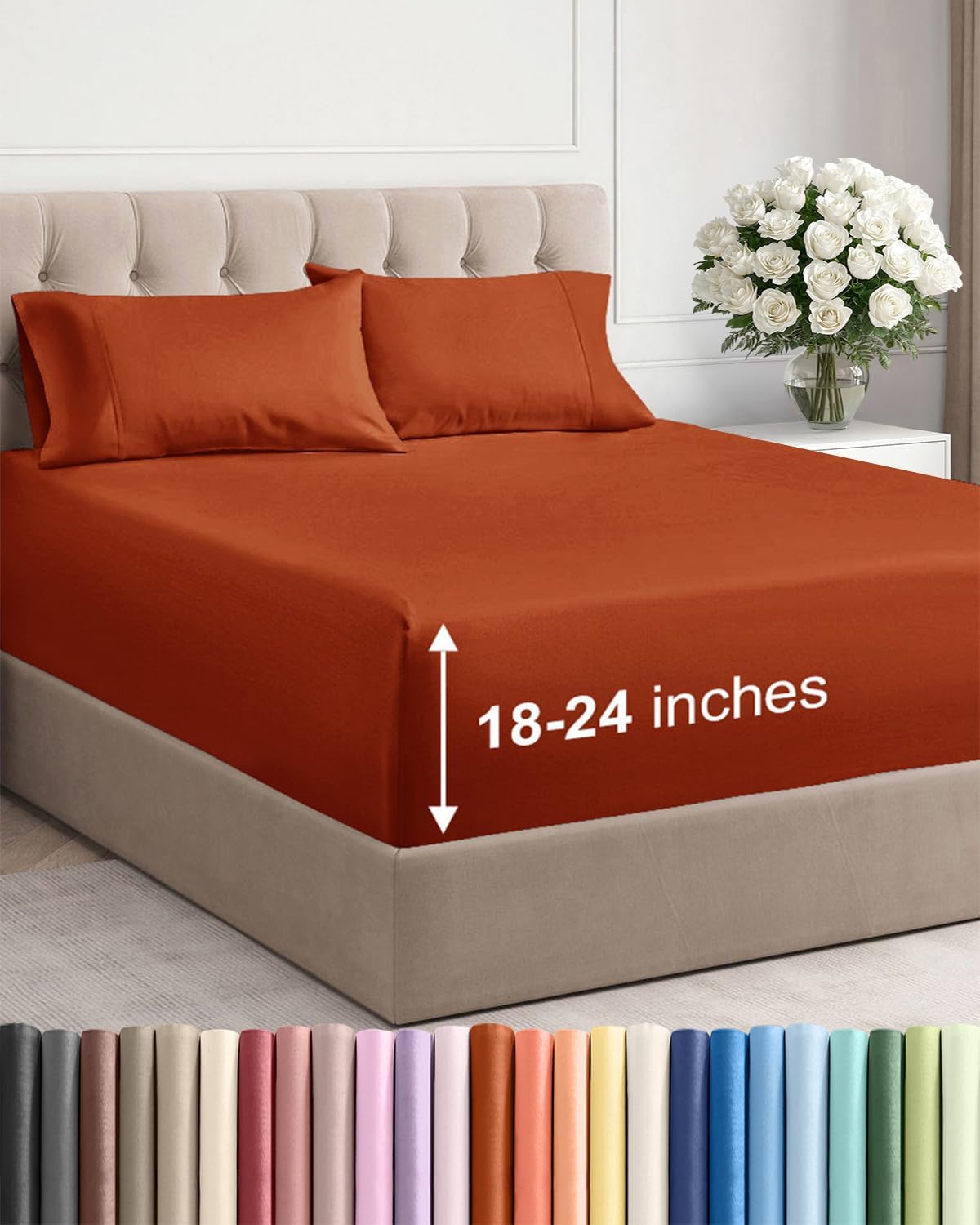 CGK Extra Deep Twin XL Sheet Set - 4pc College Dorm Room - Coral