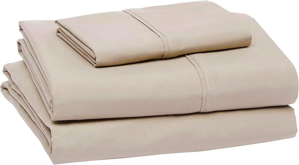Amazon Basics Lightweight Super Soft Breathable Wrinkle-Resistant Microfiber 4-Piece Bed Sheet Set