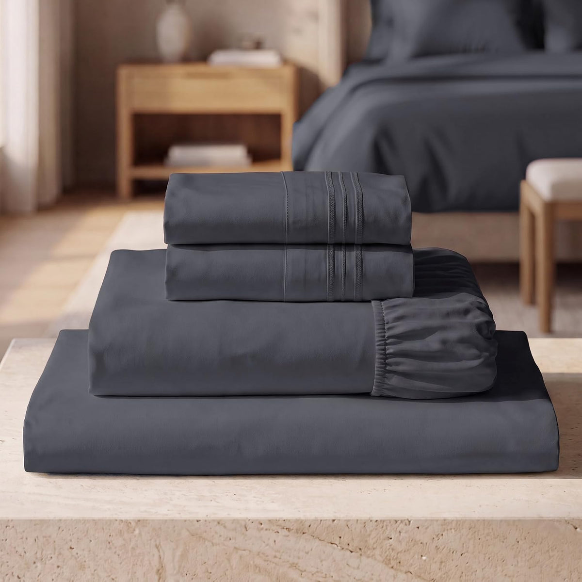 Mellanni Iconic 3-Piece Bed Sheet Set, 16" Deep Pocket (Twin, White)