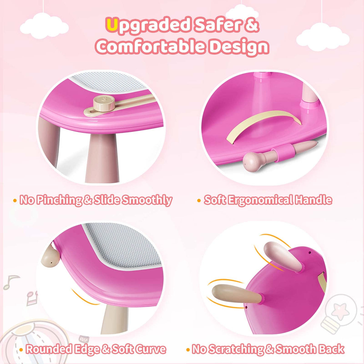 Kikidex Magnetic Drawing Board, Toddler Girl Toys for 1-3 Year Old, Doodle Board Pad Learning and Educational Toys for 1 2 3 Year Old Kids Birthday Gift (Soft Pink)