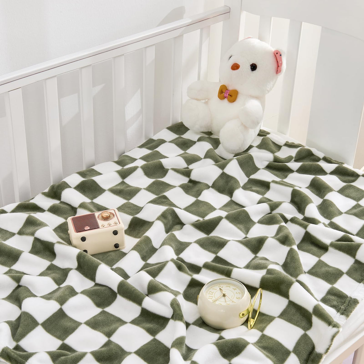 Yurhap Checkered Baby Blanket Fleece Baby Blankets for Boys, Ultra Soft Cozy Fluffy Infant Toddler Newborn Receiving Blankets for Crib Stroller, 30''x40'', Blue