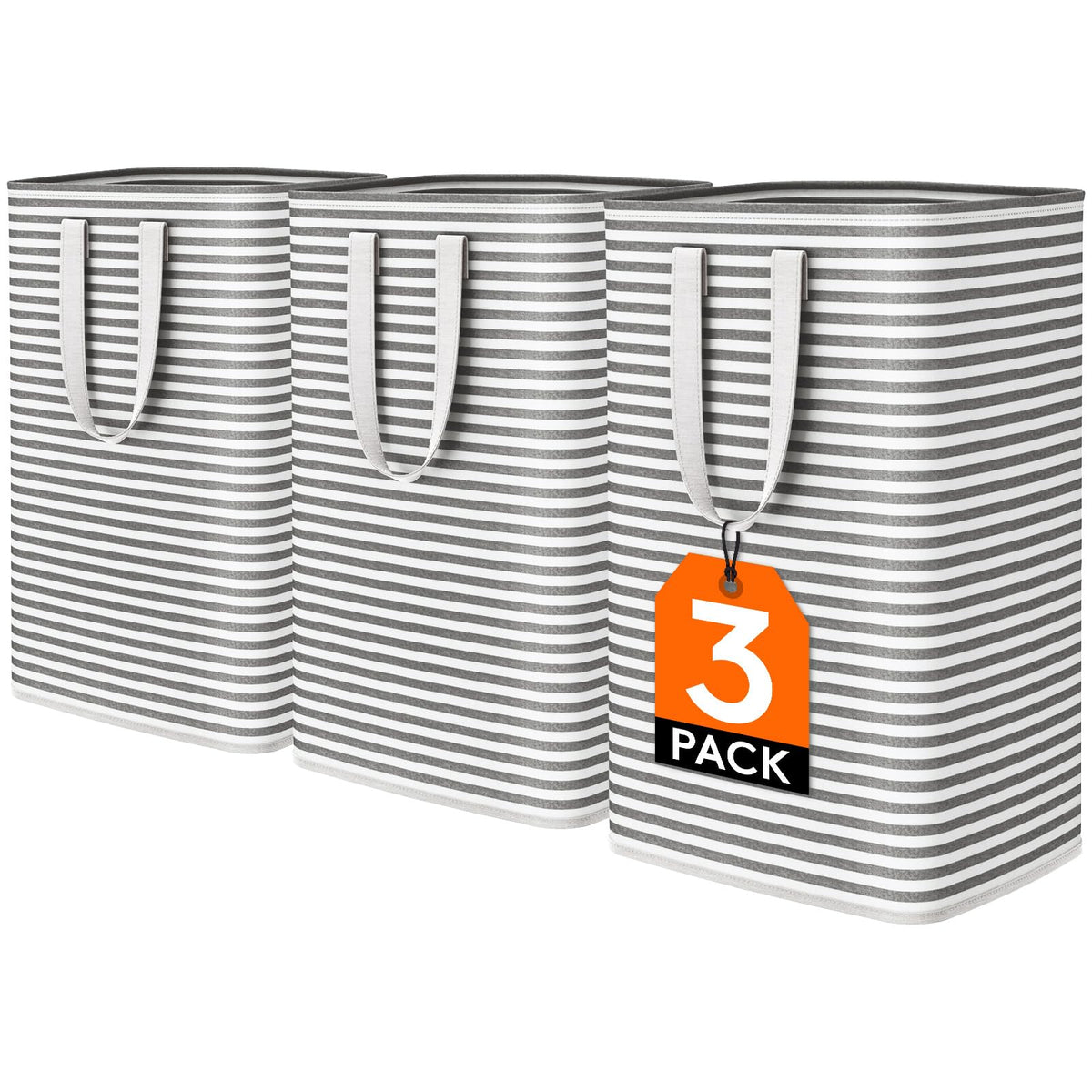 Lifewit 80L Large Laundry Baskets, Laundry Hampers Bags, 2 Pack, Grey