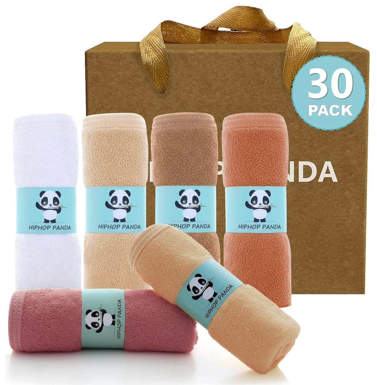 HIPHOP PANDA Ultra Soft Baby Washcloths, 2-Layer Absorbent Wash Cloths