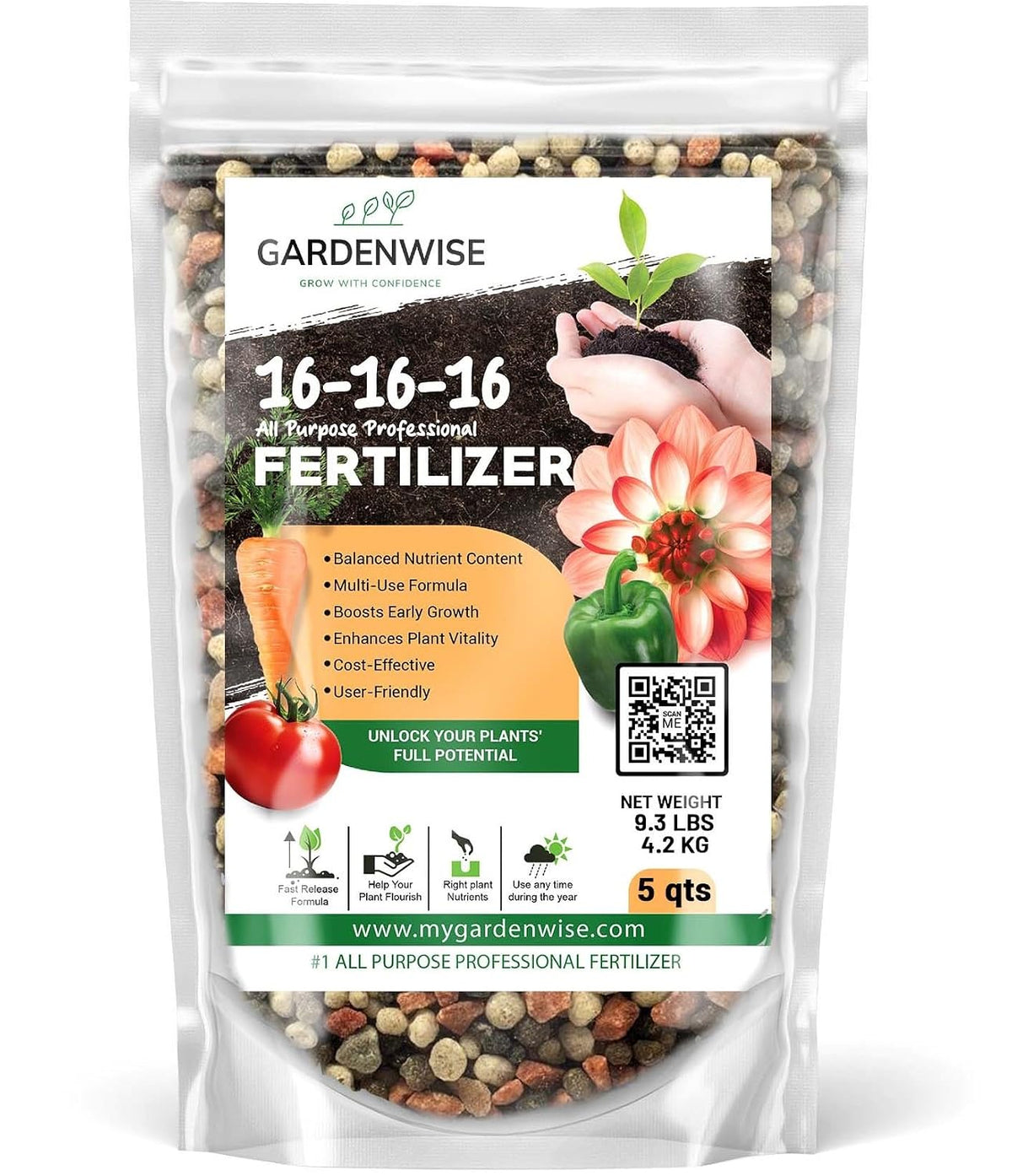GARDENWISE 6-3-0 All-Purpose Professional Eco-Friendly Slow-Release Nitrogen Fertilizer with Iron & Calcium,Non-Burning, Enhances Soil Structure,for Indoor&Outdoor Plants,Vegetable Gardens (2 QUARTS) Father Jim Norris notebooks