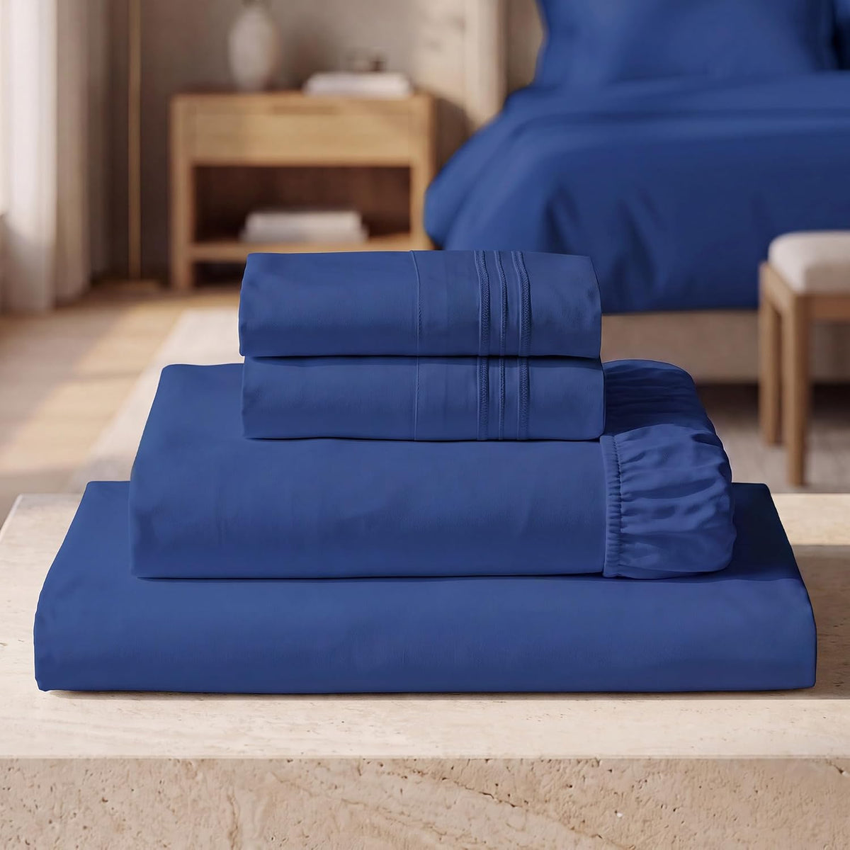Mellanni Iconic 3-Piece Bed Sheet Set, 16" Deep Pocket (Twin, White)
