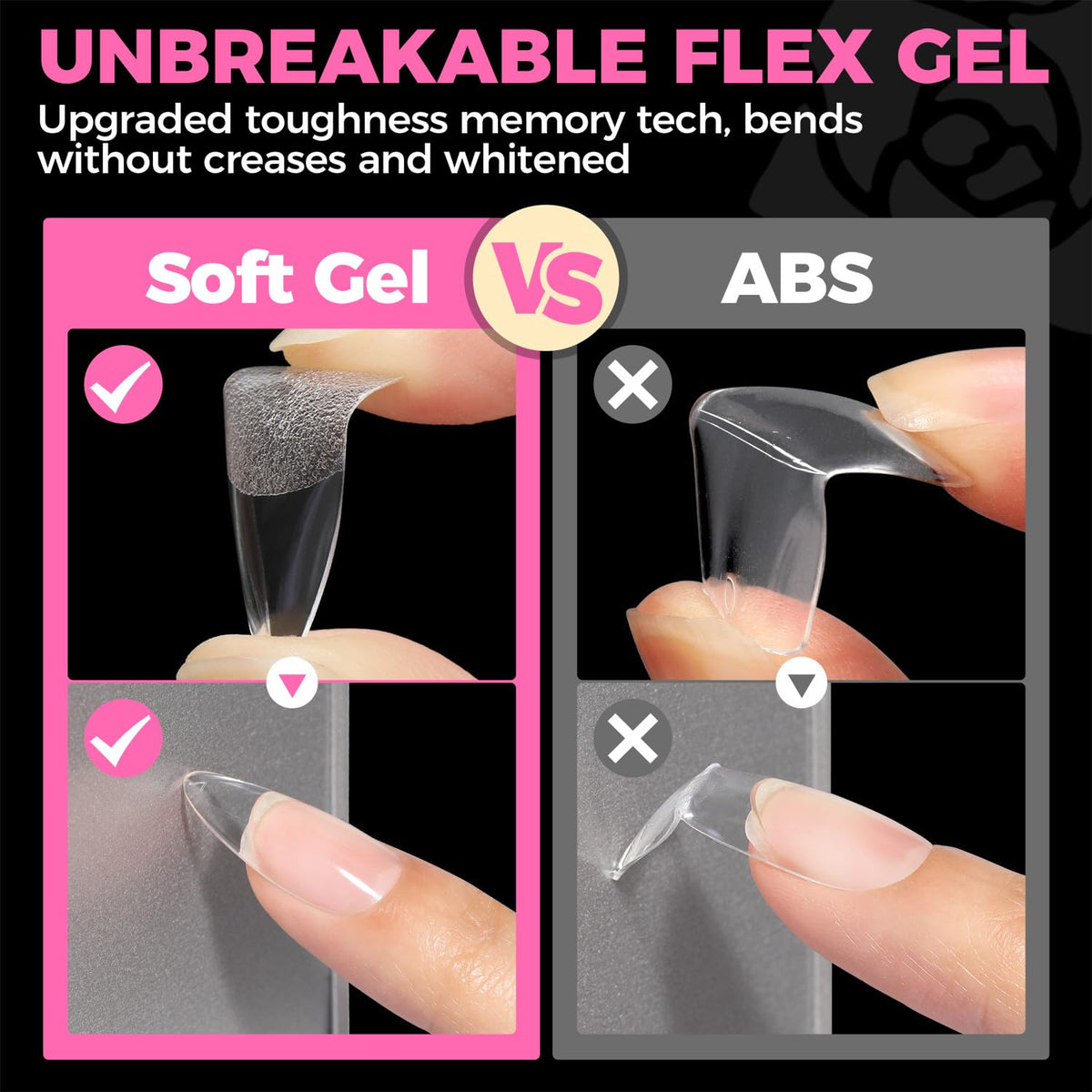 UNA GELLA Short Almond Nail Tips 504PCS Short Fake Nails Soft Press Ons