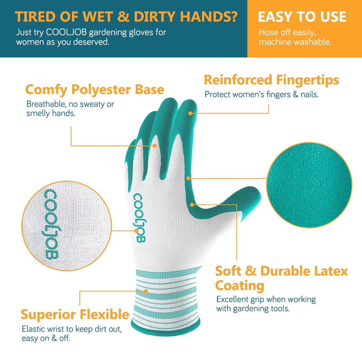 COOLJOB 6 Pairs Gardening Gloves for Women Ladies, Breathable Rubber Coated for Yard Garden, Outdoor Indoor Protective Work with Grip, Medium Size, Red & Green Father Jim Norris notebooks