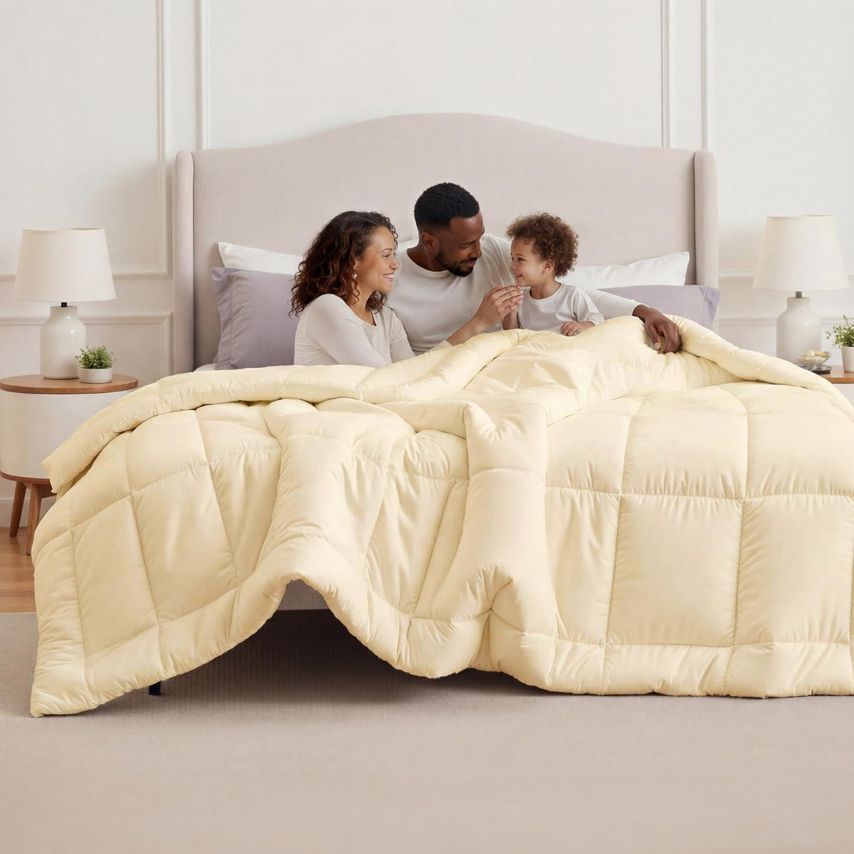 Bedsure Comforter Duvet Insert - Quilted Comforters King Size, All Season Duvet, GentleSoft Down Alternative Bedding, with 8 Tabs, Gifts for Women/Men, Light Spa Blue, King 90 x 102 Inches