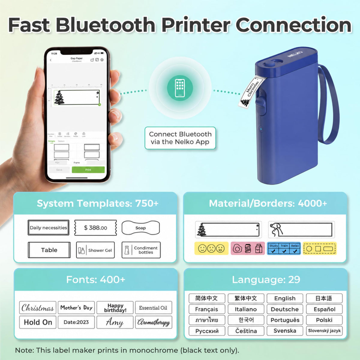 Nelko P21 Label Maker Machine with Tape, Bluetooth Label Printer, White Father Jim Norris notebooks