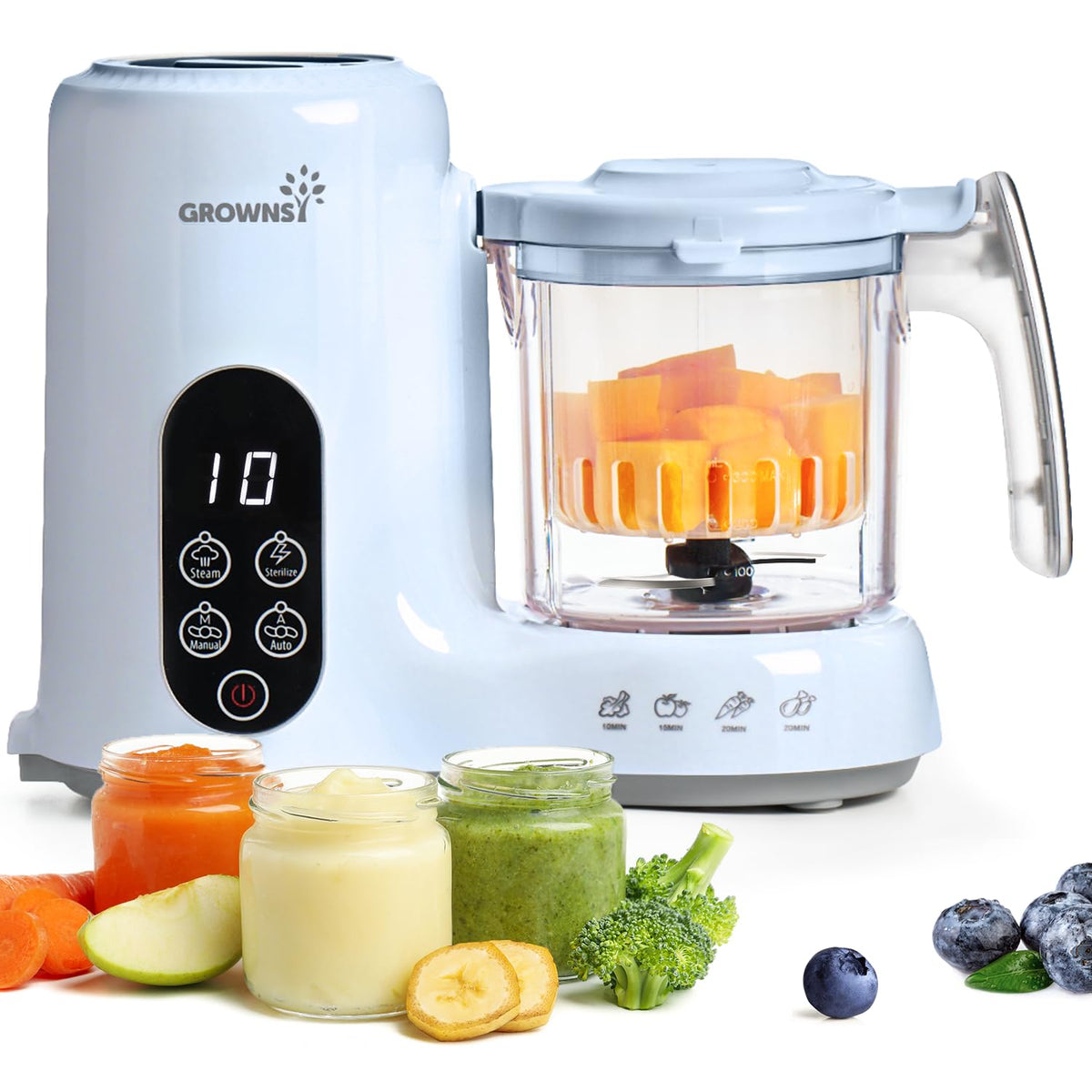 Grownsy Baby Food Maker, Steamer & Blender Baby Food Processor, White