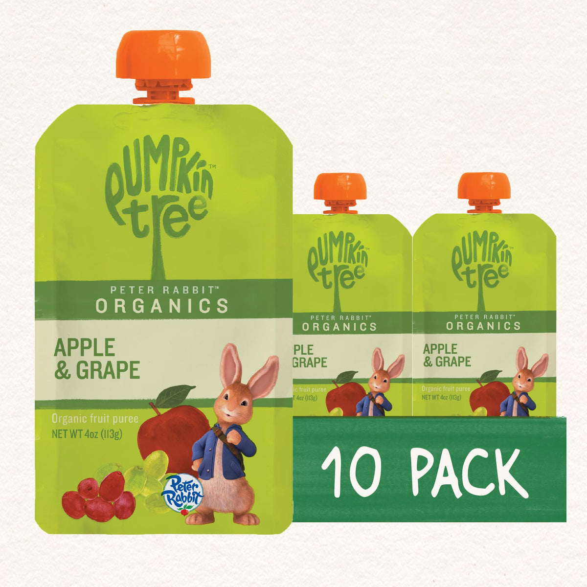 Pumpkin Tree Peter Rabbit Organics Strawberry and Banana Pure Fruit Snack, 4 Ounce (Pack of 10)