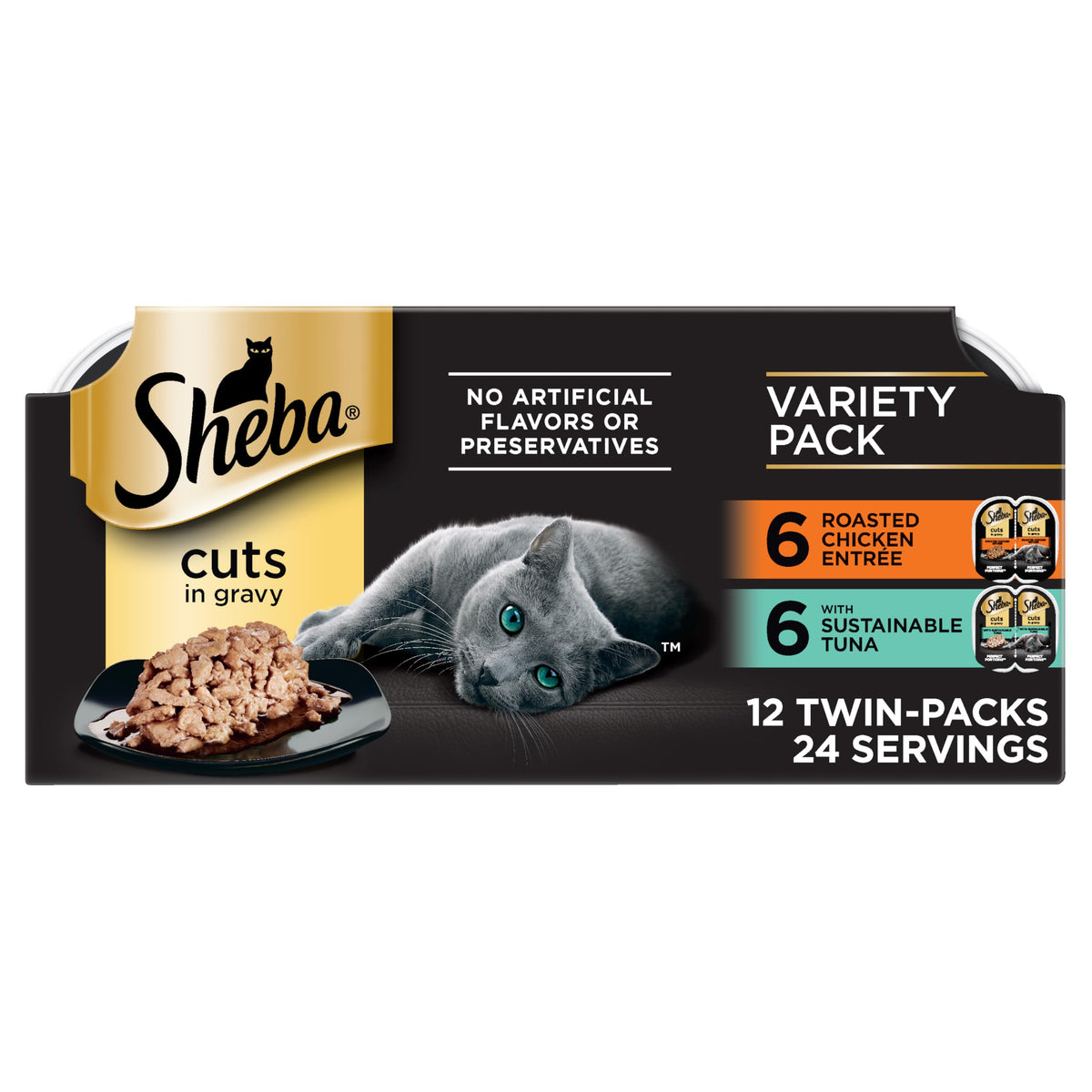 Sheba Perfect Portions Cuts Wet Cat Food, Salmon & Tuna, 2.6 oz, 12 ct, 2pk