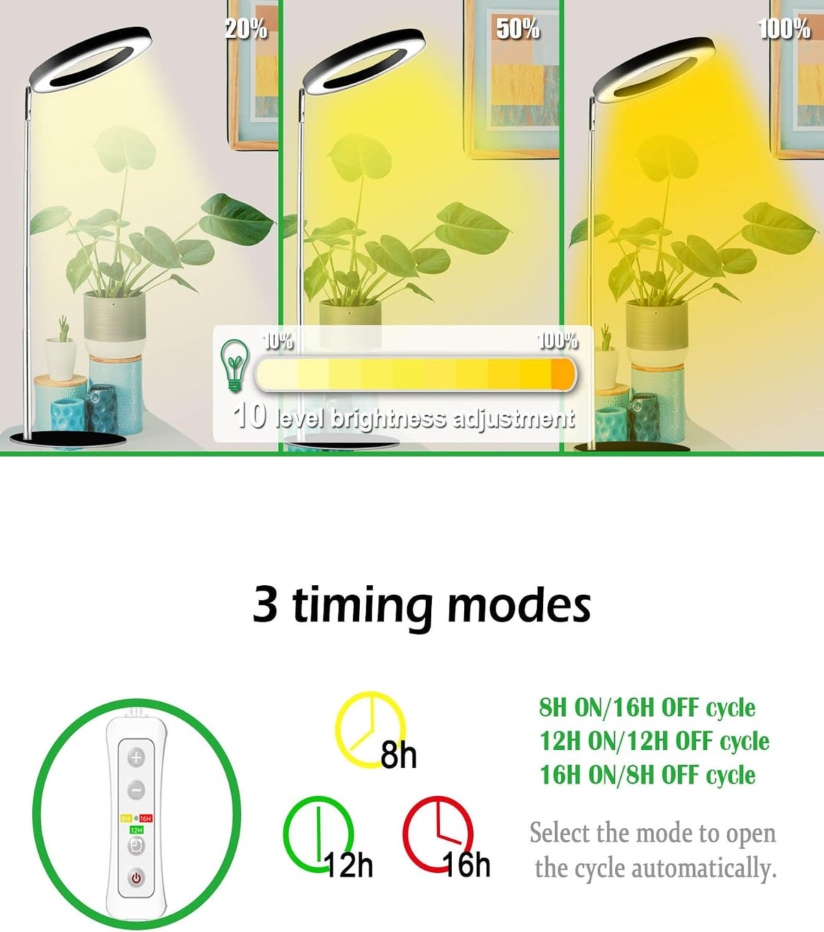 Yadoker 144 LEDs Full Spectrum Plant Grow Light for Indoor Plants,Height Adjustable, 6.3" Aluminum Housing,Automatic Timer with 8/12/16 Hours,10-Level Brightness,Black Plant Light with Base,2 Pack Father Jim Norris notebooks