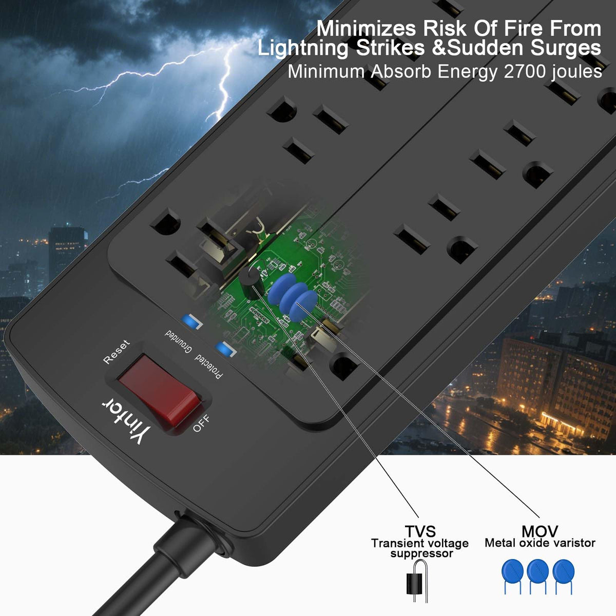 Yintar 6Ft Surge Protector Power Strip with 6 Outlets & 3 USB Ports, Black Father Jim Norris notebooks
