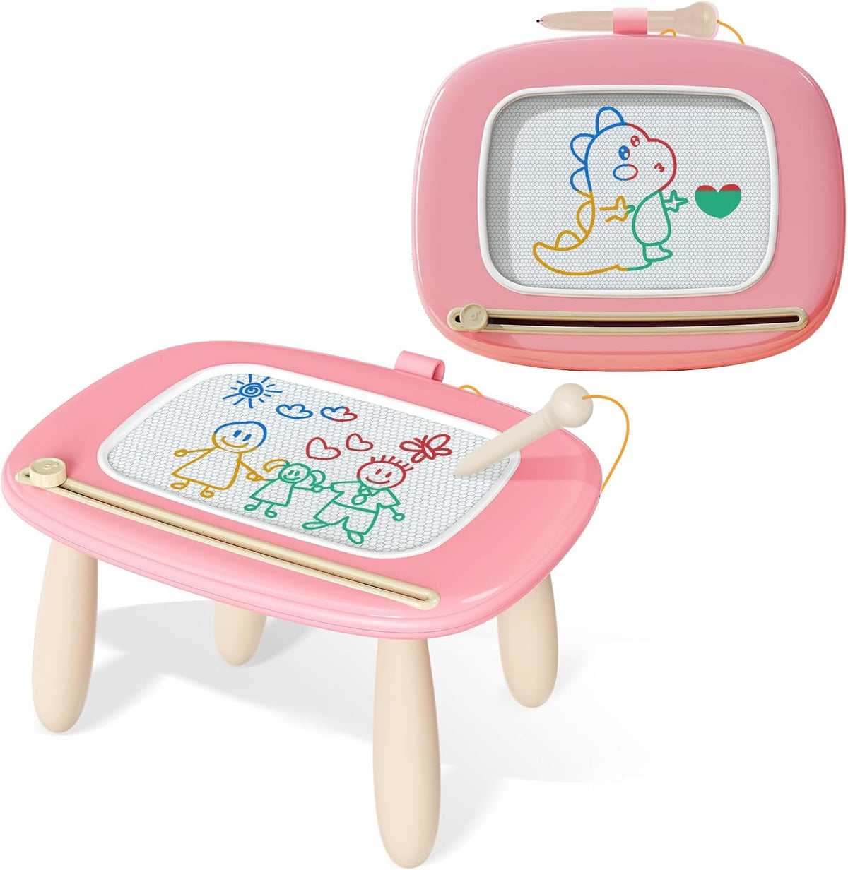 Kikidex Magnetic Drawing Board, Toddler Girl Toys for 1-3 Year Old, Doodle Board Pad Learning and Educational Toys for 1 2 3 Year Old Kids Birthday Gift (Soft Pink)