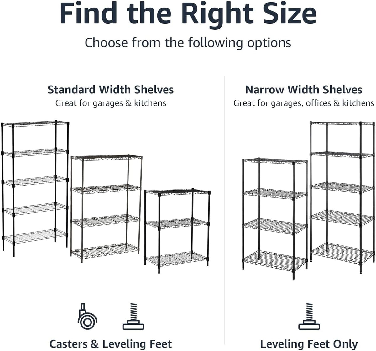 Amazon Basics 5-Shelf Adjustable Heavy Duty Steel Wire Storage Shelves for Garage