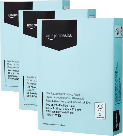Amazon Basics 30% Recycled Color Copy Paper, 8.5" x 11", 20lb, Pastel Blue, 500 Sheets Father Jim Norris notebooks