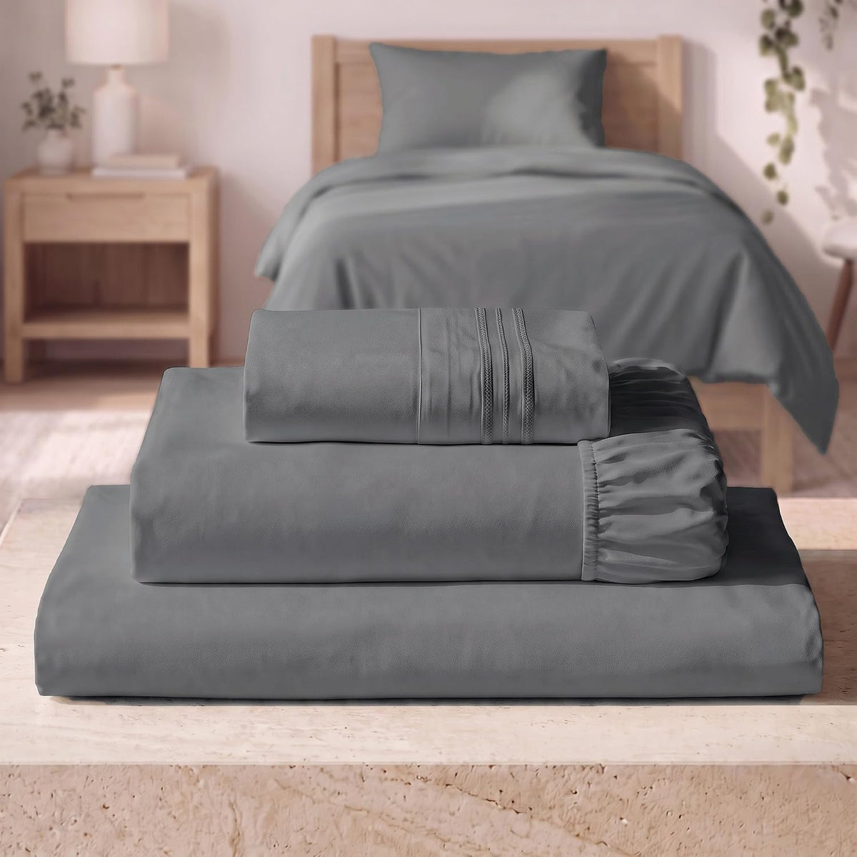Mellanni Iconic 3-Piece Bed Sheet Set, 16" Deep Pocket (Twin, White)