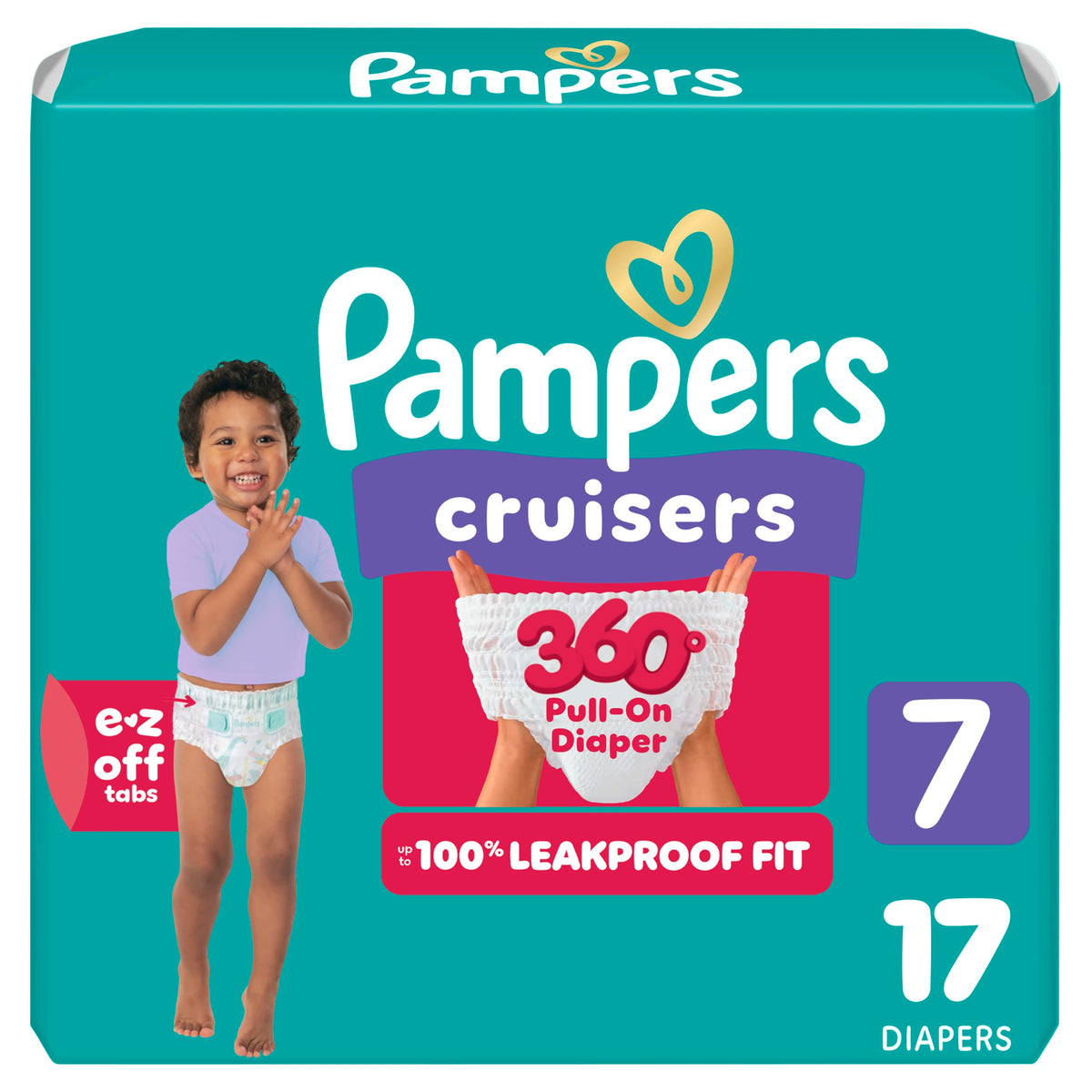 Pampers Diapers - Cruisers 360 - Size 6, 104 Count, up to 100% Leakproof Pull-On Diaper for Active Babies