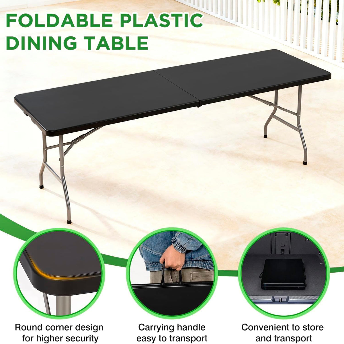 BestOffice | 6FT Folding Table | Black | Portable Plastic Table Father Jim Norris notebooks