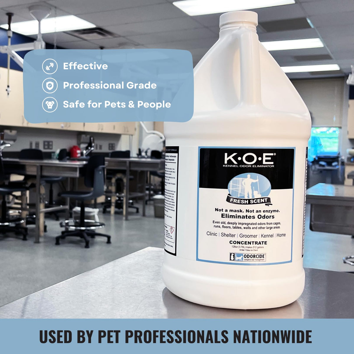 Odorcide K.O.E Kennel Odor Eliminator Concentrate, Fresh Scent, 16 oz - Non-Enzymatic Formula for Cages, Runs, Home and Kennel Use
