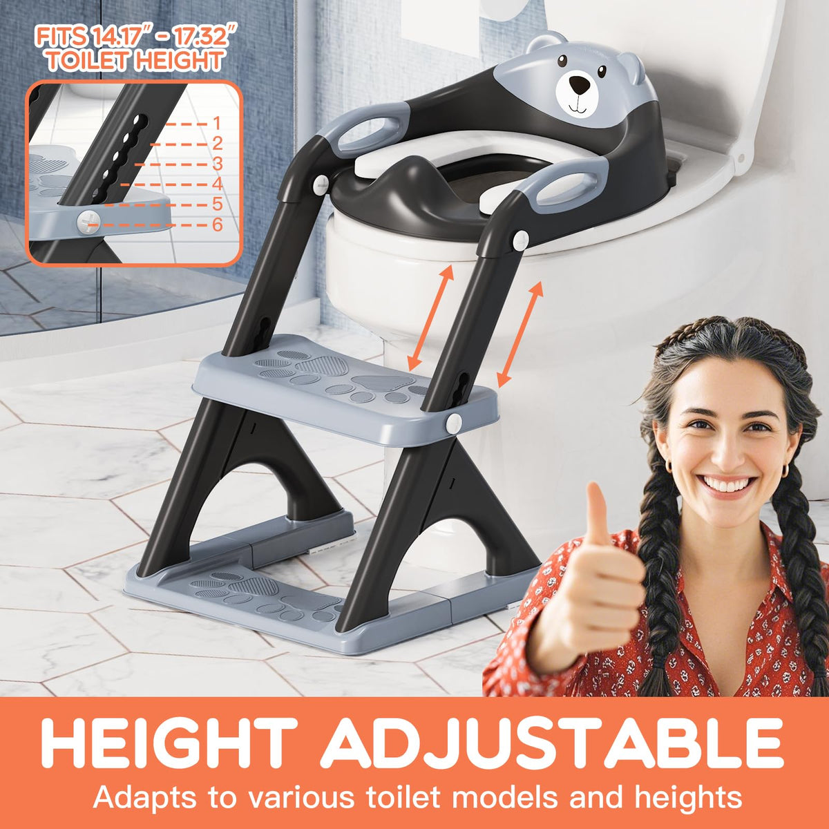 Potty Training Toilet for Toddlers, 2-in-1 Potty Training seat, Anti-Slip